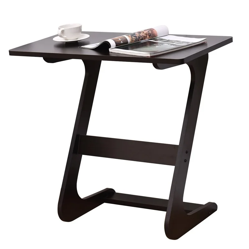 

Modern Unique Z-Shape Console Coffee Tray Laptop Eating Sid Table Strong Premium MDF Painted Finish Wide End Tables HW56267BR