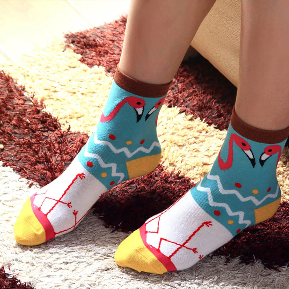 1 пара модные женские туфли Фламинго серии Новинка экипажа носки мягкие теплые удобные