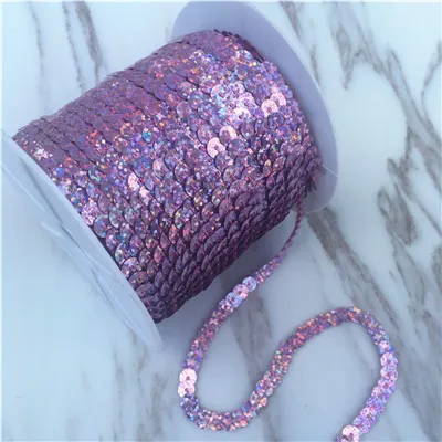 100 ярдов/партия 6 мм лазерные блестки для шитья на обшивке плоские круглые Блестки в рулоне для украшения ремесла аксессуары для одежды - Цвет: laser lila