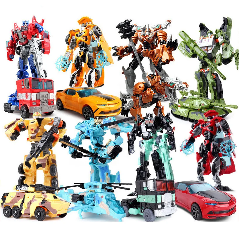 19cm Model Transformation Robot Car Action Toys Children's Deformation Toy King Kong Wasp Optimus Car Robot Alloy Model Set Toy