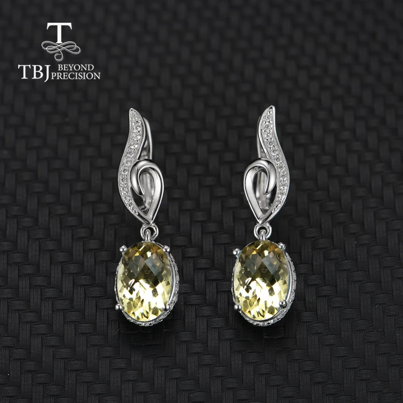 

TBJ,2019new style natural citrine earring gemstone 925 sterling silver fine jewelry simple design best Valentine gift for woman
