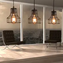 Loft Retro Hanging Lamp Industrial Minimalist Iron Pendant Light Bar Cafe Restaurant Warehouse E27 Lamp Holder