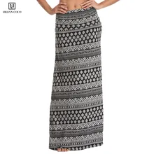 Городской CoCo Для женщин Стильный спандекса удобные отложной расклешенные Длинные Макси юбка