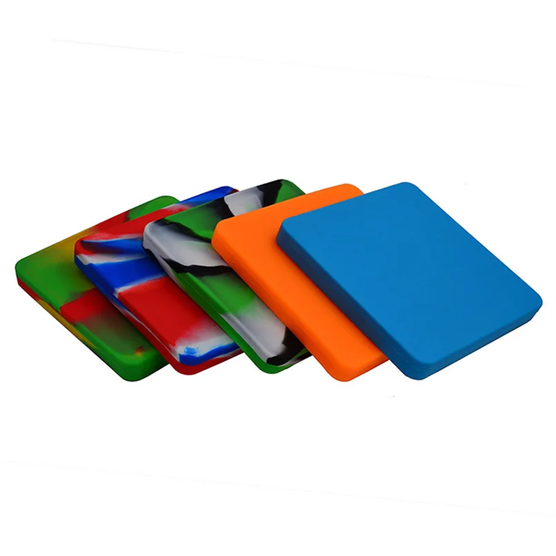 

1pc Mage Pizza box shape Non-stick Silicone wax oil hash food flat Container 200ml bho deep Dish and Dab wax containers jar