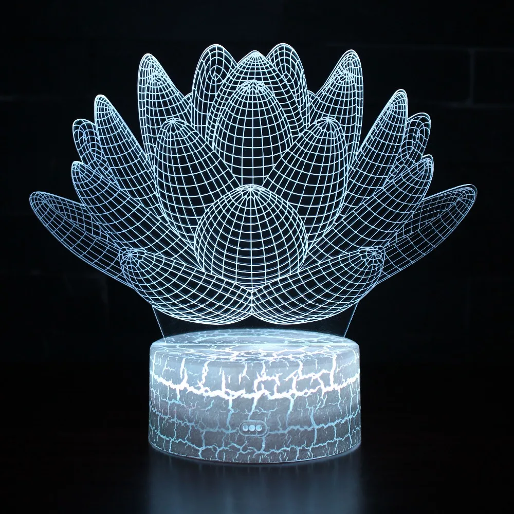 

Color Changeable Lotus Flower Floral LED Abajur 3D Illusion Visual Night Light Bedroom Decoration Light Novelty Table Desk Lamp