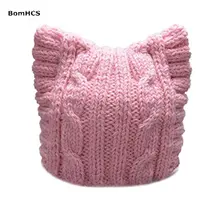 BomHCS, ручная работа, вязаная женская шапка с кошачьими ушками