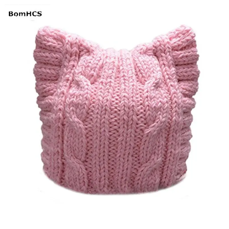 

BomHCS Handmade Knit Pussycat Hat Women's March Parade Cap Cat Ears Beanie