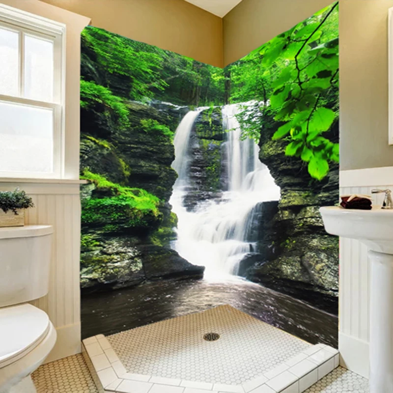 Пользовательские Настенные обои 3D водопады зеленый лес наклейки на стену самоклеющиеся водонепроницаемые обои для стен 3 D