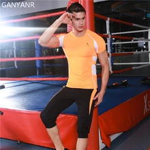 GANYANR мужские спортивные костюмы компрессионные, для бега в спортзале Беговая футболка тренировочные трико баскетбольные шорты спортивная футбольная тренировочная одежда