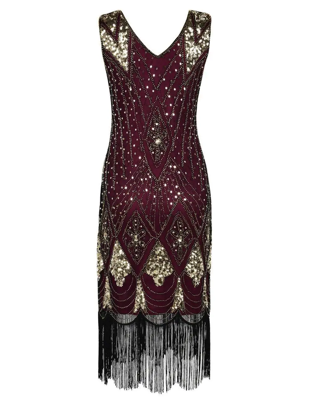 1920s Flapper платье Great Gatsby вечерние платья с блестками и бахромой - Цвет: D dress