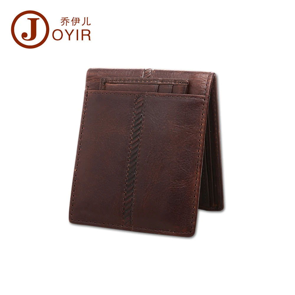 2017 JOYIR Vintage Crazy Horse Leather Men Wallet Genuine Leather Short font b Money b font