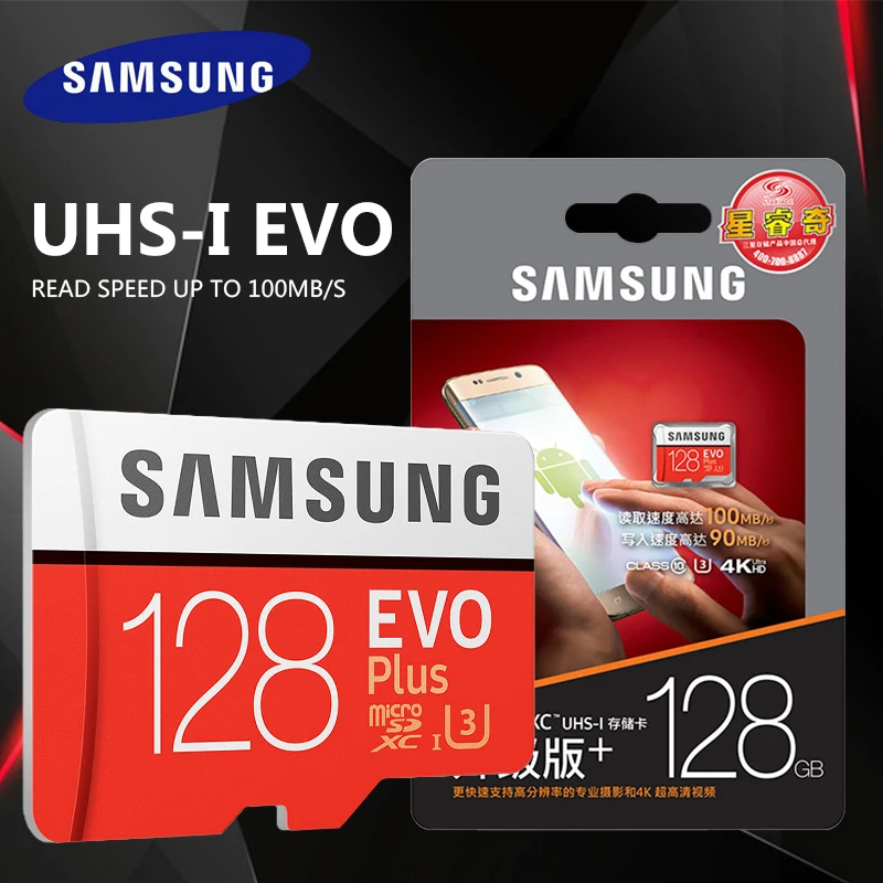 SAMSUNG 100 МБ/с. Micro SD Card 64 GB 256 GB 128 GB 32 карты памяти Class10 U3 Flash TF карта памяти MicroSD 4 K для go pro/таблетки Бесплатная доставка