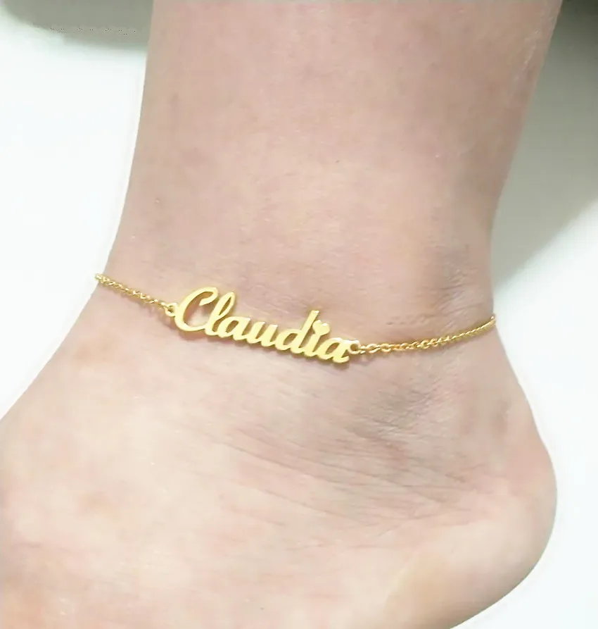 3UMeter пользовательское имя ножной браслет браслеты для женщин персональные начальные буквы табличка очаровательный ножной браслет украшения для ног подарок Прямая