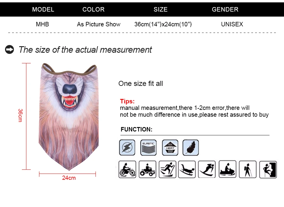 Банданы с 3D животными, мотоциклетная маска на половину головы, маска для кошки, собаки, трубчатый шарф для катания на лыжах, сноуборде, велосипеде, Солнцезащитная маска для лица, Балаклава для мужчин и женщин