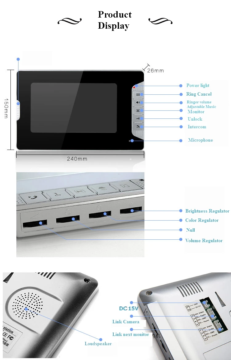 SmartYIBA проводной 7 "TFT ЖК дисплей цвет 1000TVL HD камера телефон видео домофон системы RFID карты управление доступом ворота дома безопасности