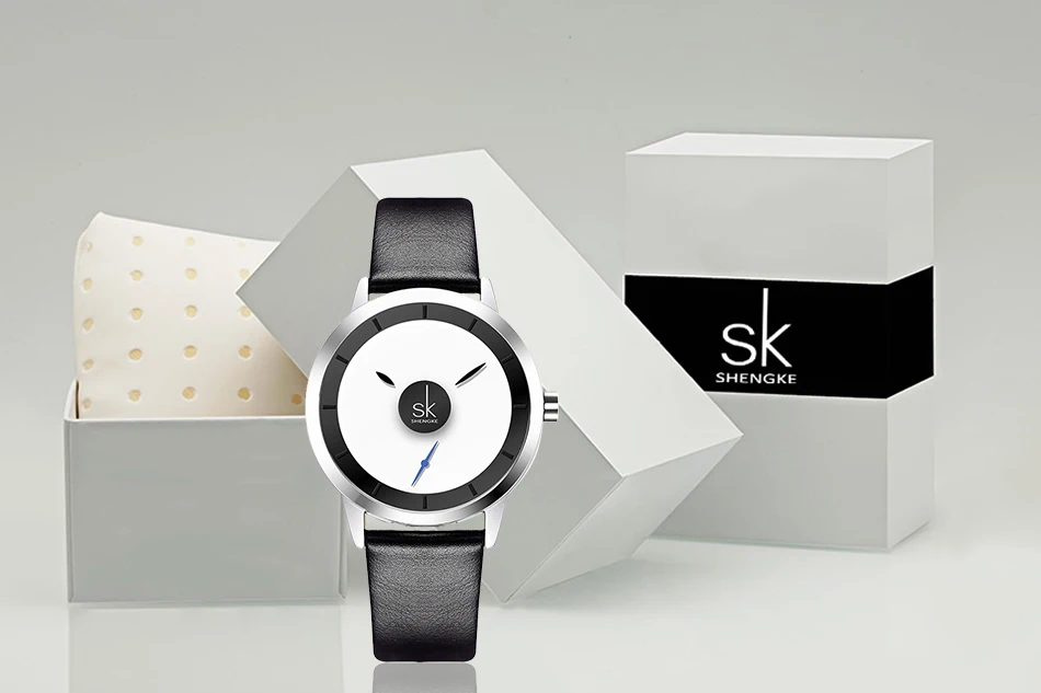 Shengke часы женские мужские брендовые креативные кварцевые часы набор новые SK черные кожаные часы для влюбленных женские подарки на день# K8051