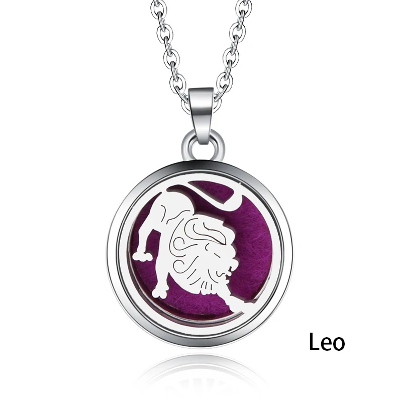 

Aroma Diffuser Leo pattern Necklace Open Lockets stainless steel Pendant Perfume Oil Locket to send Chain length 60cm 1pcs mat