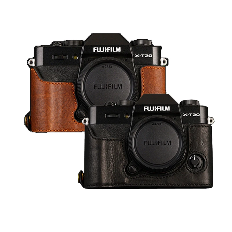 Дешевый AYdgcam из натуральной кожи Камера случае половина тела для Fujifilm XT10 XT20 Fuji XT20 XT30 ручной работы чехол для камеры Винтаж случае