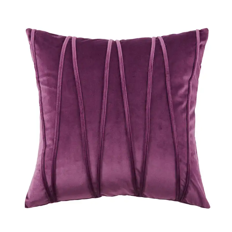 Topfinel мягкие роскошные бархатные полосатые наволочки для подушек, однотонные декоративные наволочки для дома, дивана, стула, Декор 45x45 см - Color: Dark Purple