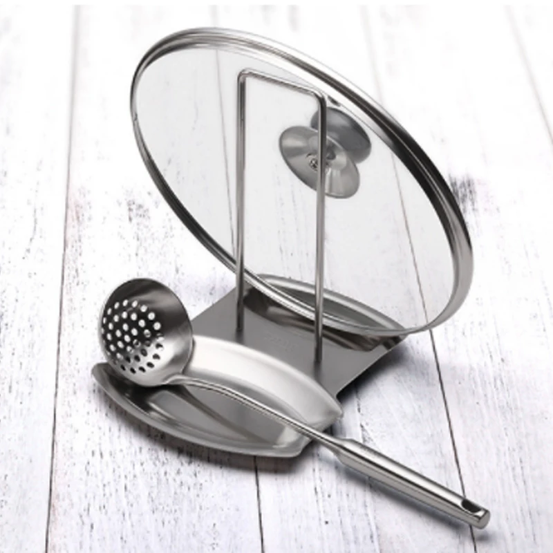

Stainless Steel Pan Pot Rack Cover Lid Rest Stand Spoon Sponge Holder Stove Rests Organizer Storage Kitchen Goods Accessories