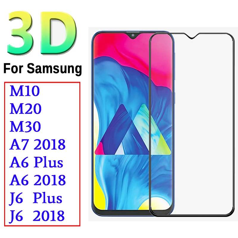 Защитное 3d стекло закаленное для Samsung M20 A7 A6 J6 Plus 2018 M10 M30 J6|Защитные стёкла и плёнки|