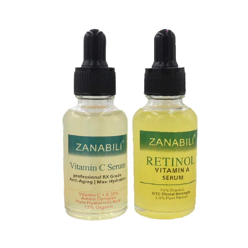 ZANABILI Pure Retinol Vitamin A 2.5% + 30% Vitamin C + E 100% HYALURONIC ACID Facial Serum Anti-Aging Moisturizing Face Cream