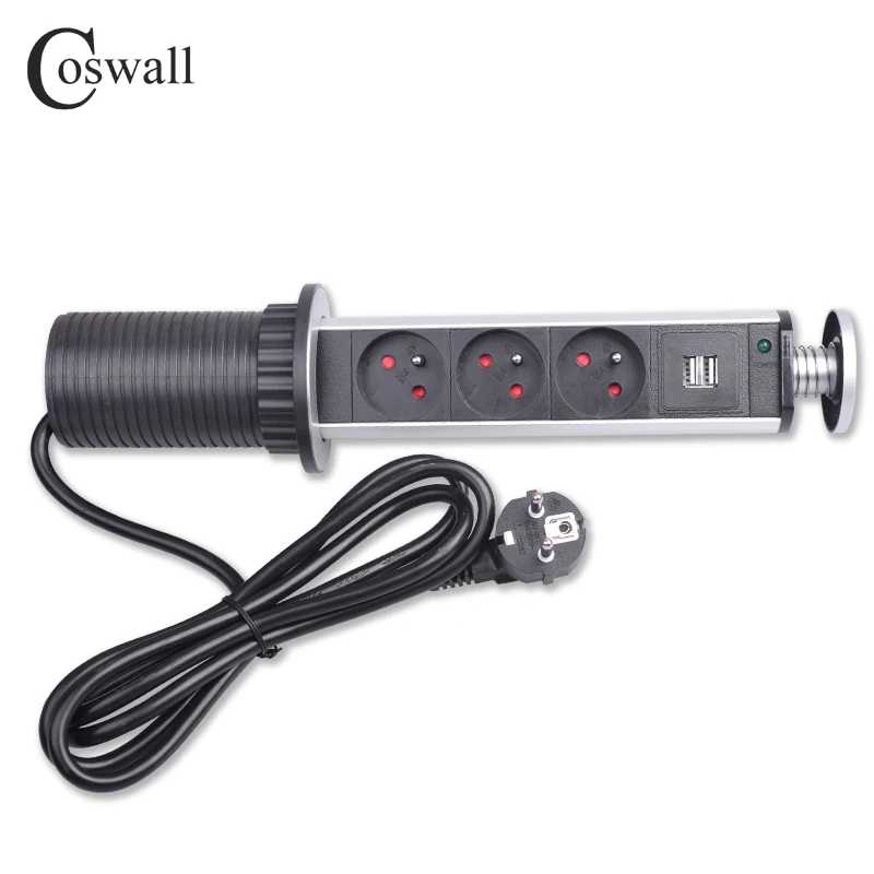 COSWALL 16A PULL POP UP 2/3 французская розетка 2 порта usb для зарядки кухонные настольные