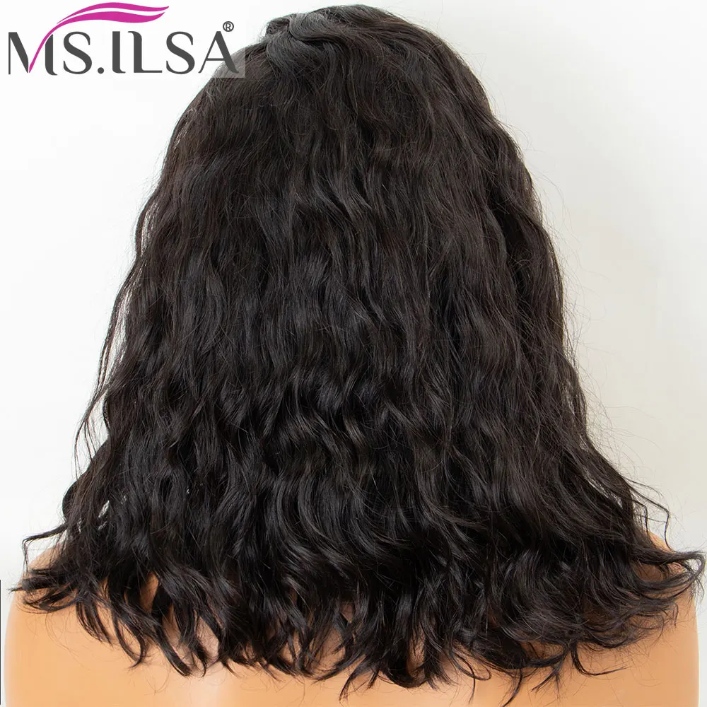 Парики из натуральных волос на кружеве для черных женщин, натуральный цвет, глубокая волна, Плотность 130, предварительно выщипанные бразильские волосы Remy с детскими волосами MS. ILSA