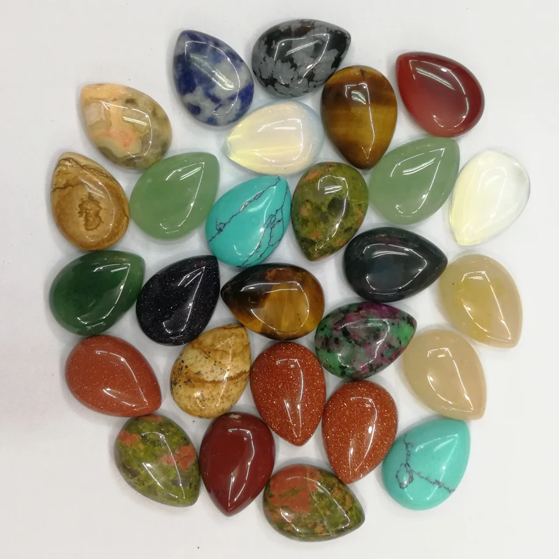 

Fashion Natural stone beads Teardrop cabochon mixed 13x18MM charm water drop for jewelry making 50Pc/lot Free shipping wholesale