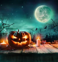 Huayi luzes abóbora de halloween arte tecido recém-nascidos foto backdrops para estúdio de fotografia crianças fundos xt-3562