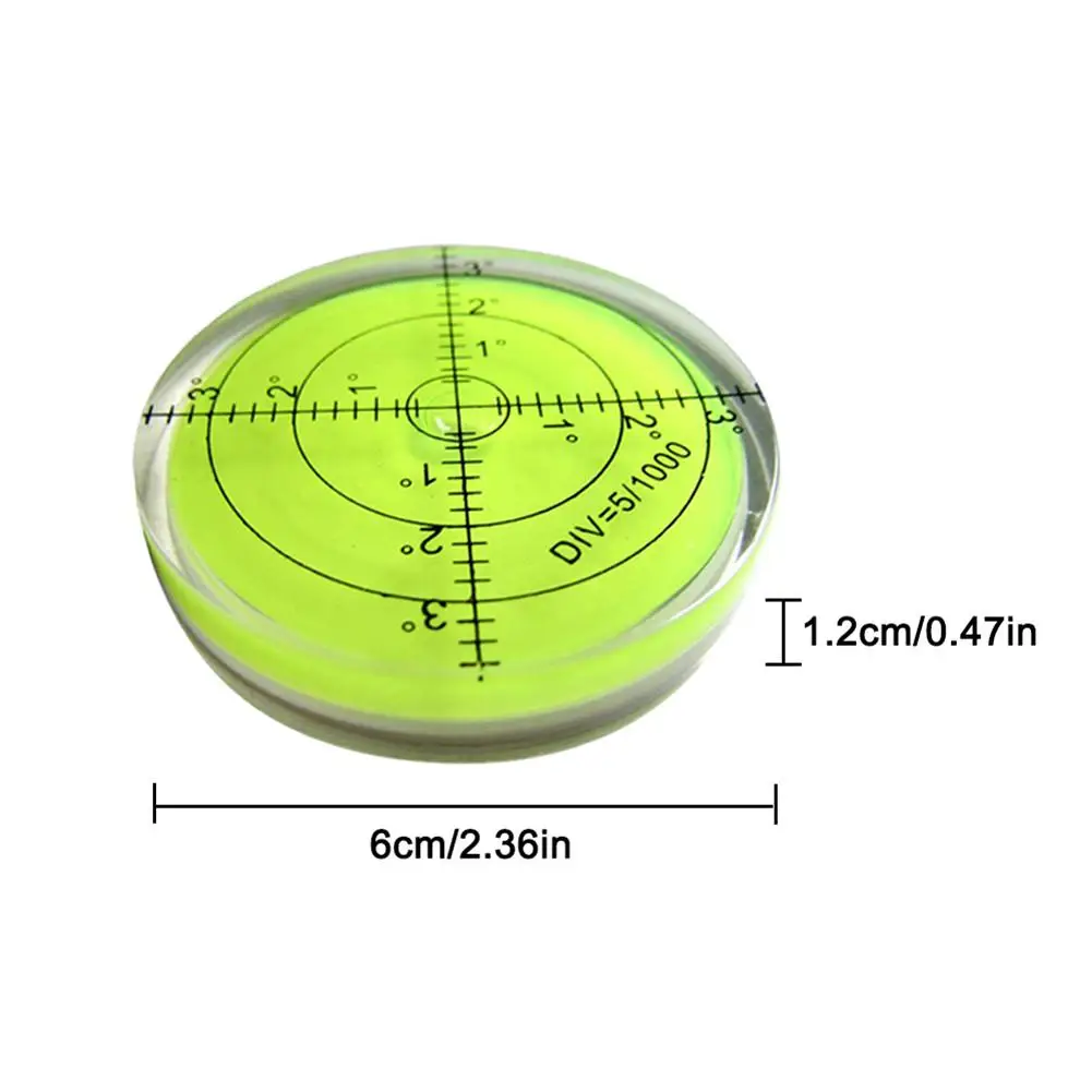 Универсальный 60x12 мм круглый пузырь уровень зеленый Bullseye спиртовой уровень круглый пузырьковый уровень измерительные приборы Инструмент Новые поступления