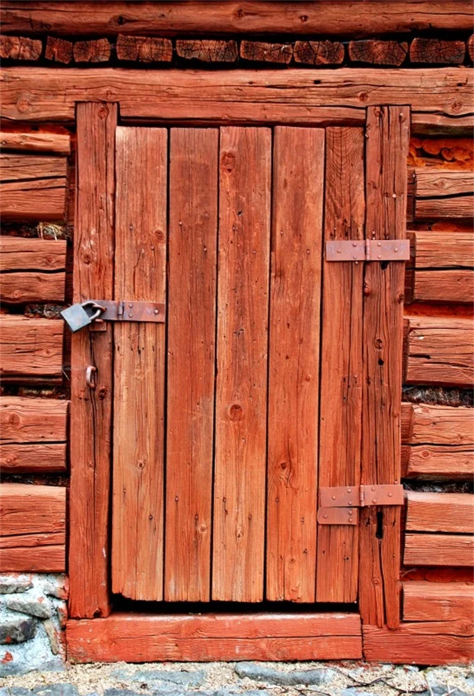 

Laeacco Wooden House Door Lock Photographic Backgrounds Customized Photography Backdrops For Photo Studio