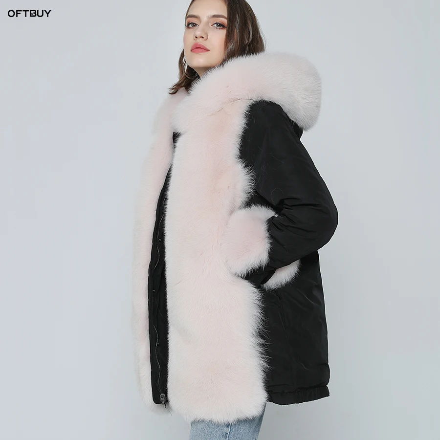 OFTBUY бренд 2019 зимняя куртка женская длинная парка верхняя одежда парки