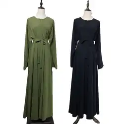 Женская Макси Абая, для мусульман длинное платье, Роба вечерние платья простые Jilbab исламские винтажные кафтан спереди молния Дубай платья