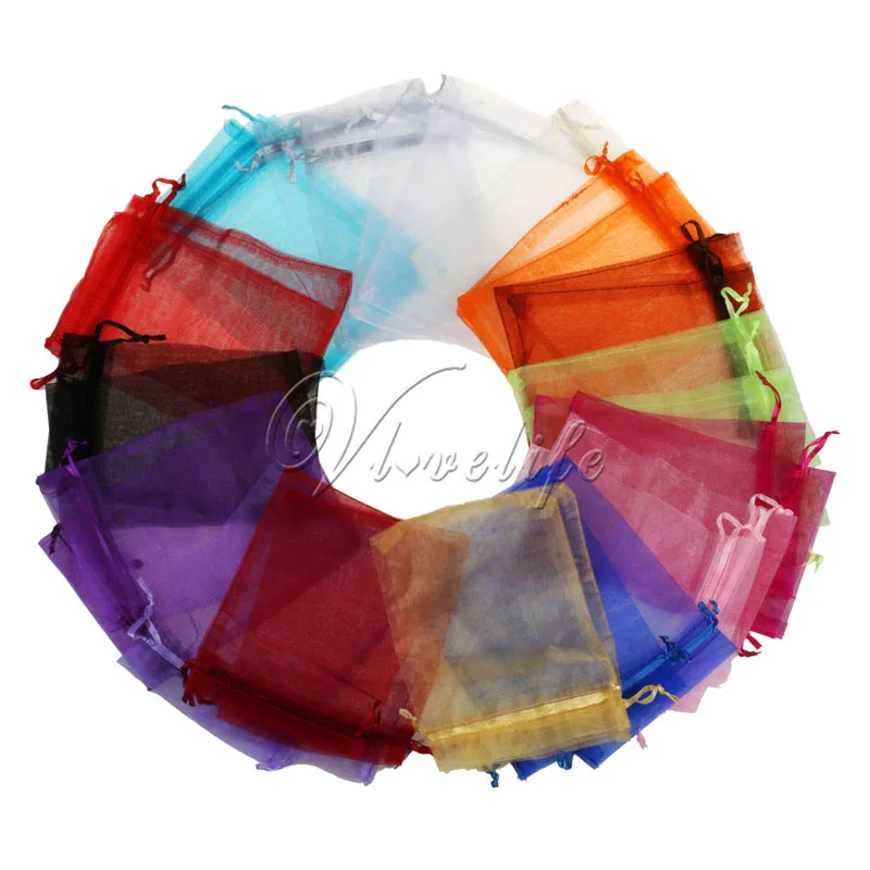 

50pcs 10x15cm Organza Bags Drawable Jewelry Pouch for Wedding Favor Christmas Decorations Candy Bag Diy Gift Packing
