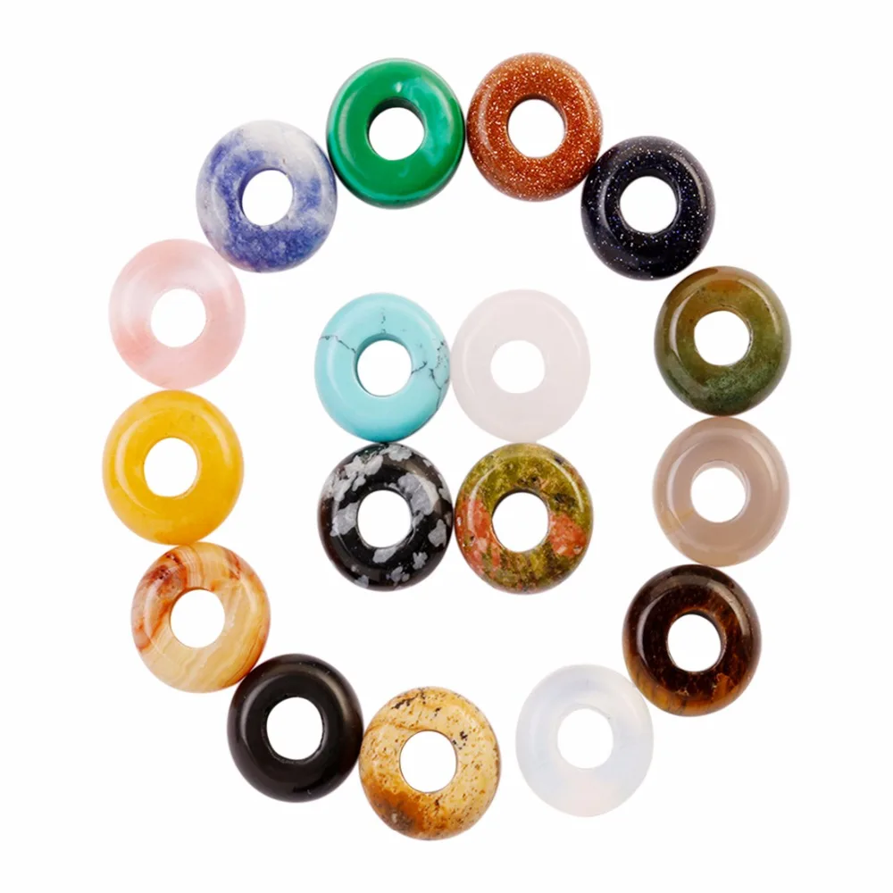

Wholesale 50pcs/lot Mixed Gemstone Loose Bead Round Shape Big Hole Circular Spacer Bracelets Beads 10*4mm for Jewelry Making