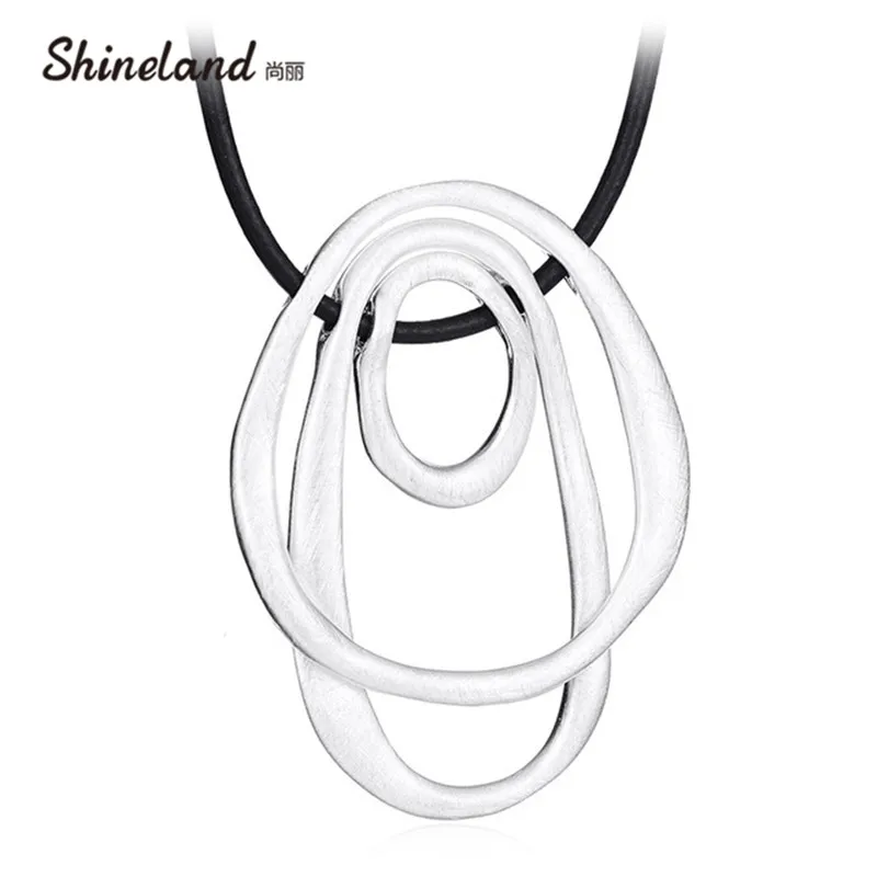 Shineland Лидер продаж массивные ожерелья и подвески колье Femme полые геометрические двухсторонние 2 стиля винтажные Bijoux вечерние подарки
