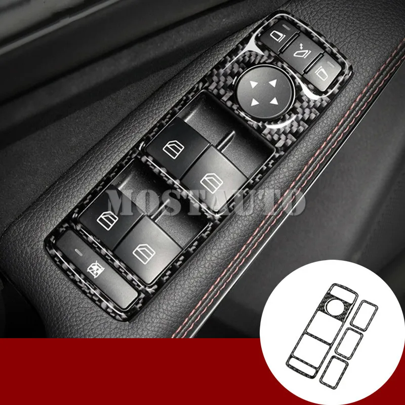 

For Benz GLE W166 C292 GLS X166 Carbon Fiber Car Door Window Button Trim Cover 2015-2018 4pcs Car Accessories Interior Car Trim