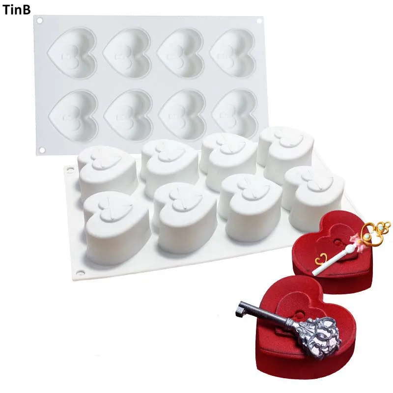

2019 New 8 Hole Heart Silicone Mould Mousse Cake Mold For Baking Home Party Silikon Silicona Baking Moldes Cake Decorating Mould