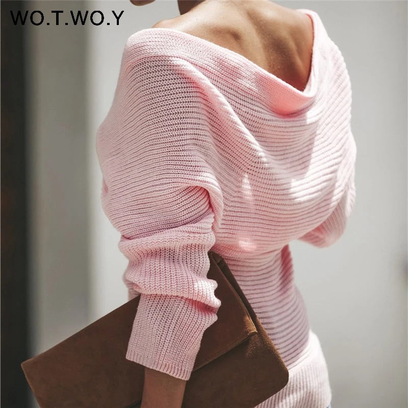 WOTWOY Sexy V Neck Cross Knitted Sweater Women Pullover Hollow Out 2018 Winter Cashmere Women Sweater Backless Streetwear Jumper Sweaters