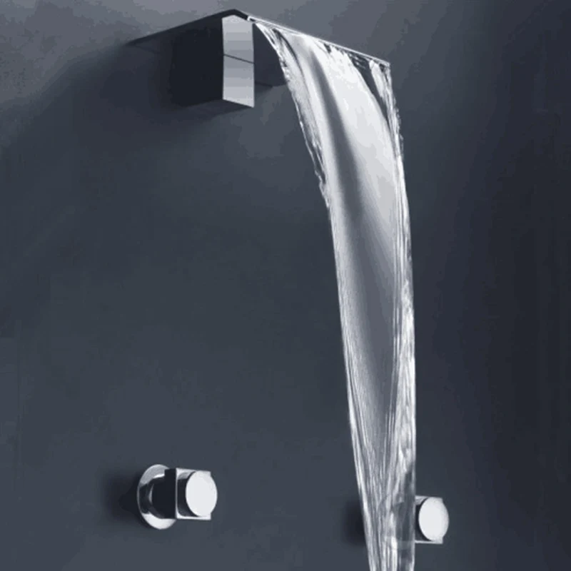 

Modern waterfall Basin Faucet Wall Mounted Bathroom Sink Taps Chrome For Shower Crane Lavatory 2 Handle Simple FaucetLT-301B