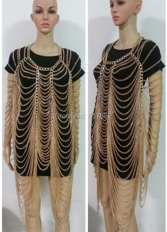 Hot Sale! New Arrivals Women Gold Harness Chains Layers Unique Design