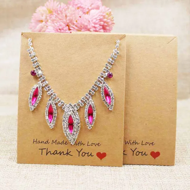 10*8cm200pcs two design thank you jewelry display card handmade with
