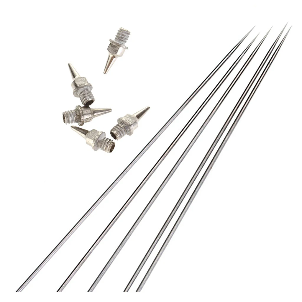 HTHL!5pcs 0.2mm Airbrush Nozzle + 5pcs 0.2mm Needle Replacement for