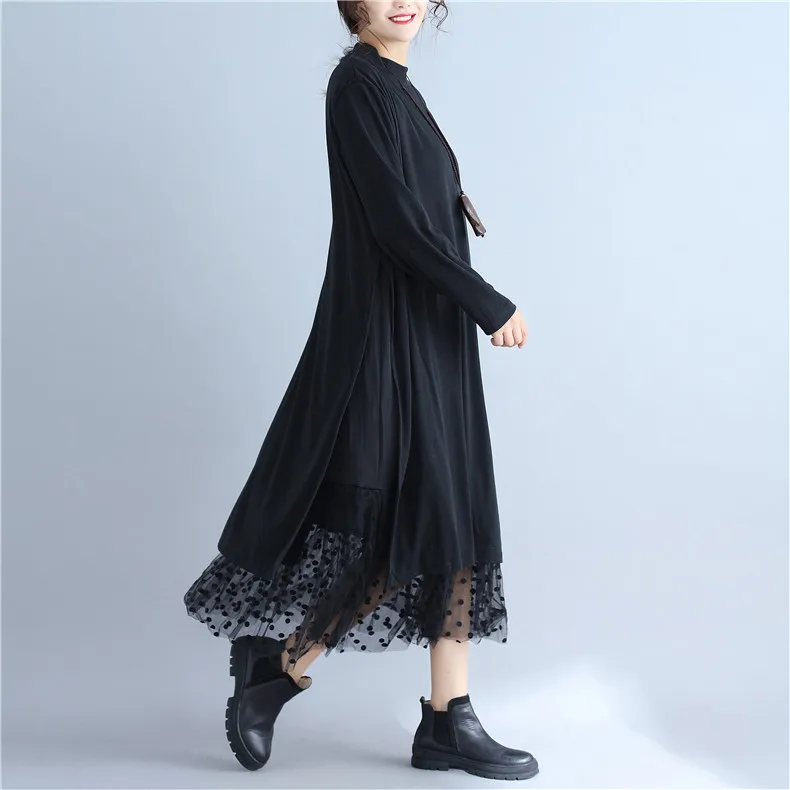 

P Ammy Plus Size Women are Thin & Comfortable Double-layer Long Section of the Backing Dress