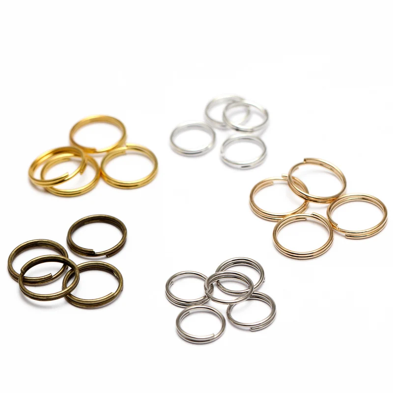 

200pcs/lot 5 6 7 8 10 12 14 mm key chains Open Jump Rings Double Loops Gold Color Split Rings Connectors For Jewelry Making