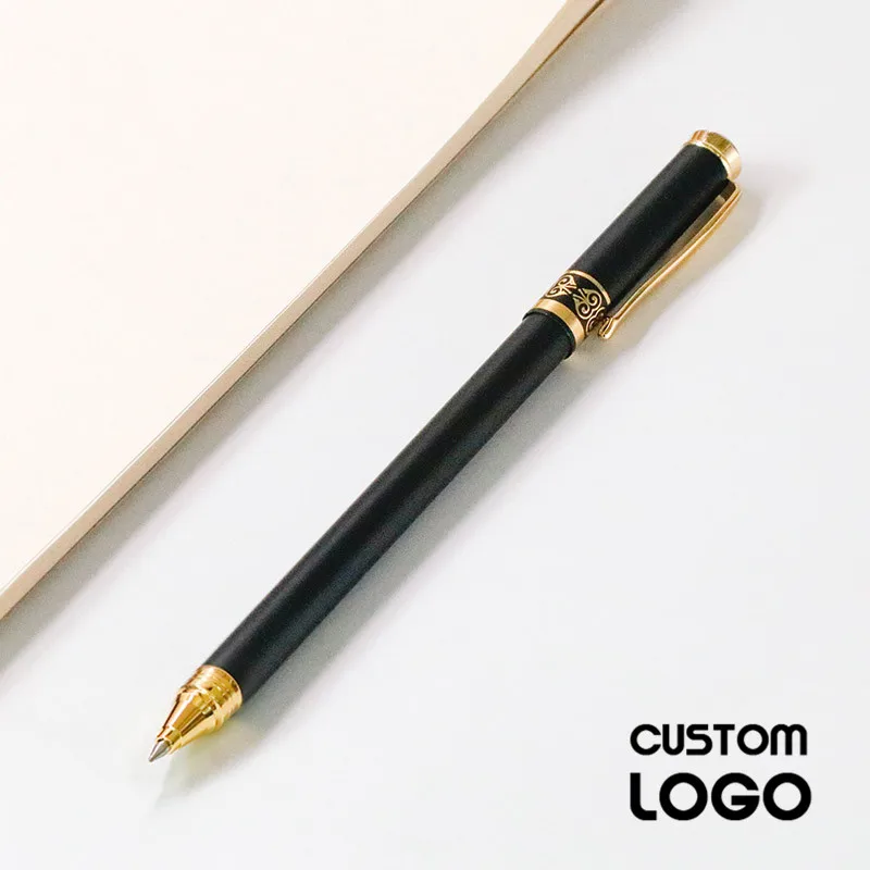 

1pc Black Metal Signature Pen Retro Business Gel Pen Student Stationery Matte Office Writing Pens Private Custom Lettering Gifts