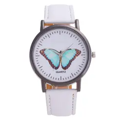 Мужские часы бренда женщин кварца черный стали бабочка цифровой указатель зеркало студент носить модные кожаные часы