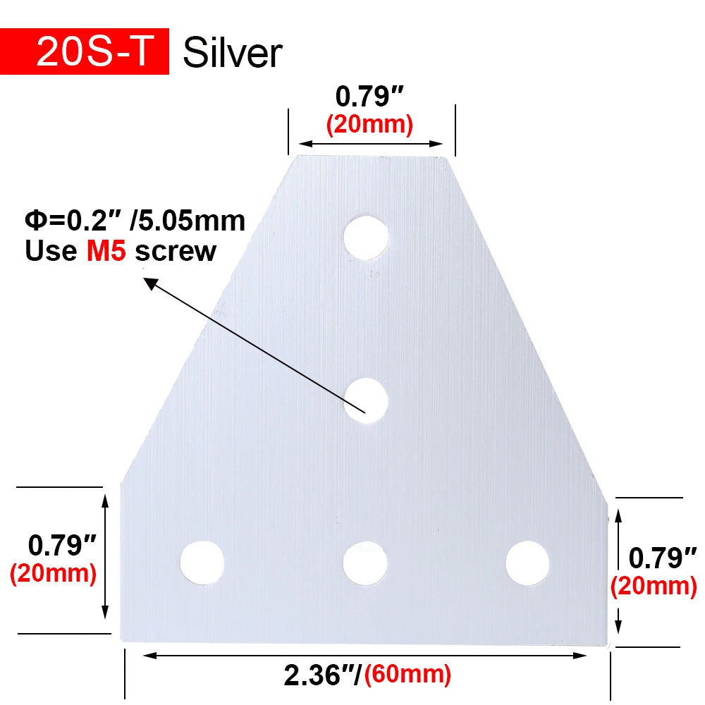 4, 8, 10 штук, 5 отверстий, Т-образная серия, соединительная доска, угловой кронштейн, соединение для 20 S, алюминиевый экструзионный профиль