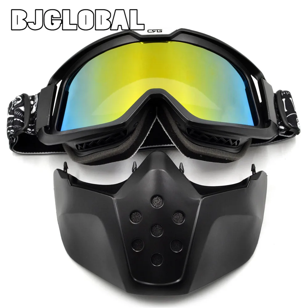 BJGLOBAL NEW Motocross Goggles Glasses Face Dust Mask Detachable Motorcycle Oculos Gafas Mouth Filter For Open Face Helmets